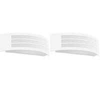 Eglo Leiros Lámpara de pared exterior, iluminación exterior para pared de casa, aplique exterior rectangular de metal blanco con casquillo E27, IP44 (Paquete de 2)