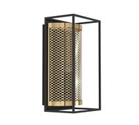 Eglo Nohales Lámpara de techo y de pared, adecuada para colocar en espacios interiores y el pasillo, con un diseño de celosía, metal de color negro y latón, de estilo industrial, portalámparas E27