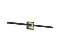 Eglo Peguera Lámpara de pared led, aplique de líneas rectas para espejo de baño, hecha de metal negro y latón, iluminación de espejo de baño, luz cálida, grado de protección IP44, 80 cm