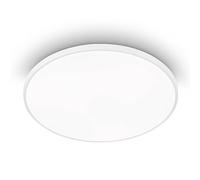Eglo plafón LED Kaoki, luz de superficie de 1 bombilla con luz de fondo, lámpara de techo de acero y plástico en blanco, lámpara de superficie LED blanca neutra, diámetro 31,5 cm