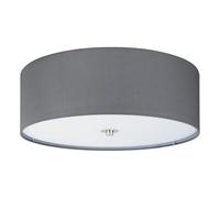 Eglo Plafón LED PASTERI, plafón textil con 3 bombillas, materiaL acero, textil, vidrio, color níquel mate, gris, casquillo E27, diámetro 47,5 cm