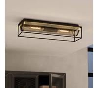 EGLO Plafón Nohales, longitud 64 cm, negro/latón, 2 luces.