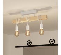 EGLO Plafón Townshend de madera, 3 luces blanco