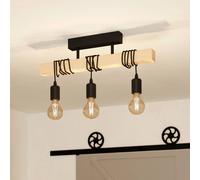 EGLO Plafón Townshend de madera, 3 luces negro