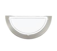 Eglo Planet 1 Aplique de pared de 1 foco, iluminación de pared para interiores de metal y cristal, aplique de salón en plata, blanco, aplique de pasillo semicircular con casquillo E27