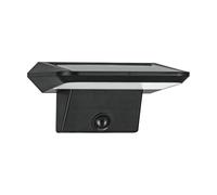 EGLO Porrassa Lámpara de pared led para exteriores, lámpara solar para uso exterior con sensor de movimiento y sensor crepuscular, lámpara solar de exterior de plástico negro, IP44