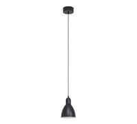 Eglo Lámpara de techo Priddy, lámpara de mesa vintage de diseño industrial de un foco, lámpara colgante retro de acero, color negro, blanco, portalámparas E27