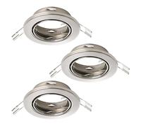 Eglo set de 3 focos empotrables Agulo 1, luz de techo orientable, foco redondo sin bombilla, acero plata, base GU10, Ø 8,6 cm