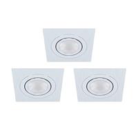 Eglo Set de 3 focos empotrables Areitio, conjunto de spots en aluminio cepillado, 3 luminarias empotrables con casquillo GU10, bombillas LED incluidas, spot plano y orientable, L x A 9,5 cm