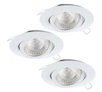 Eglo set de 3 focos empotrables Tedo 1, aluminio fundido blanco, 3 luces