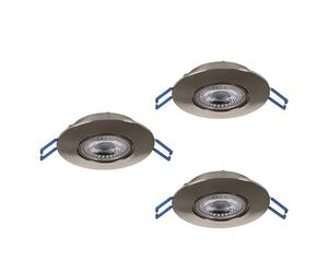 Eglo Set de 3 focos LED empotrables Cedrez, Ø 9 cm, spots de techo extra planos, con Dip Switch, plástico plateado, luz cálida, neutra y fría