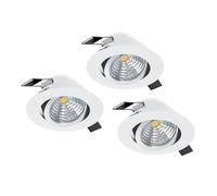 Eglo Set de 3 focos LED empotrables Saliceto, regulables, redondos y planos