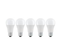 Eglo set de 5 lámparas LED E27, bombilla Edison blanco ópalo, 8,5 vatios (equivalente a 60 vatios), 806 lúmenes, fuente de luz blanco cálido, 3000 K, bombilla A60, Ø 6 cm