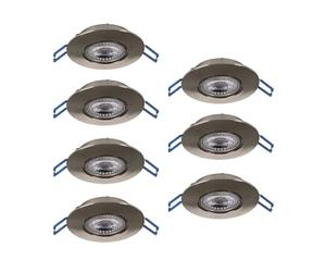 Eglo Set de 7 focos LED empotrables Cedrez, Ø 9 cm, spots de techo extra planos, con Dip Switch, plástico plateado, luz cálida, neutra y fría