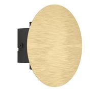 Eglo Talamello Lámpara de pared LED interior, redonda, con iluminación indirecta, aplique de pared, para pasillo y salón, metal, en dorado cepillado, color de luz blanco cálido, 15 cm de diámetro