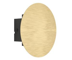 Eglo Talamello Lámpara de pared LED interior, redonda, con iluminación indirecta, aplique de pared, para pasillo y salón, metal, en dorado cepillado, color de luz blanco cálido, 15 cm de diámetro