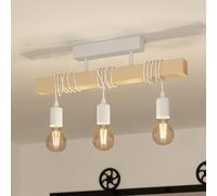 EGLO Townshend plafón, longitud 55 cm, blanco/roble, 3 luces.