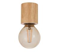 Eglo Turialdo Lámpara de techo de 1 foco, lámpara de montaje en superficie de estilo industrial, vintage, de madera y acero, lámpara de techo en natural, negro, E27, certificado FSC
