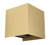 Eglo Valmontone Lámpara de pared LED interior, iluminación indirecta, doble emisión, forma de cubo, aplique de pared, para dormitorio y salón, metal, latón, color de luz blanco cálido, 10 x 10 cm