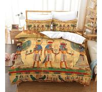 Egyptian Mural De Impreso Juego De Cama, King（220x240cm） Egyptian Deities Funda De Almohada, Edredón De con Cierre De Cremallera, Edredón Microfibra Suave Algodón