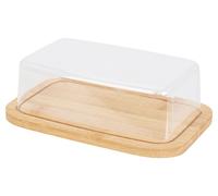 EH Excellent Houseware Mantequilla de bambú con Tapa, 19 x 12 cm, Recipiente para Mantequilla