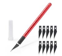 EHDIS Cuter Manualidades Precision con 10 Cuchillas de Película de aceite, Cuter de Precision con Escala, para Cortar y Tallar, trabajos de corte sumamente exactos, Rojo