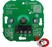 EHMANN 3900x0700 T39.07 - Regulador de Intensidad Empotrado (Corte en Fase, 230 V, 50 Hz, Potencia: LED 3-35 W, 7-110 W/VA, Incluye Adaptador de Programa de Interruptor)