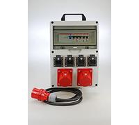 Ehmann Distribuidor profesional móvil con asa, FI/LS, fabricado en Alemania, 6 salidas (2 x CEE 16 A/4 x 230 V~), cable de 2 m H07RN-F 5G 2,5 mm², IP54, K2, BGI-GUV-I608.
