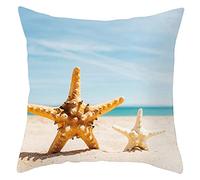 EHOMERY Funda Almohada Niño De Cojín Estilo Nórdico Playa Estrellas Mar Terciopelo Viaje Decoración del Sofá Sala Estar Marrón 20X20 Inches