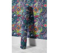 EHOMERY Papel Pintado Wallcover Autoadhesivo Impermeable Lavable Retro Ethnic Mandala Étnico Retro Rollo de Pvc Pared 3D Para Quarto 45x300cm