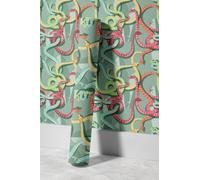 EHOMERY Revestimiento de Pared Pvc Papel Autoadhesivo Para Salon Cartoon Nature Serpiente Naturaleza Dibujos Animados Pintado Selva Tropical Decorativo Techo 45x200cm