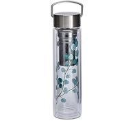 Eigenart Flowtea 50020 - Botella de eucalipto de doble pared de vidrio de borosilicato con tapa de acero inoxidable, funda de neopreno y colador, sin BPA, 400 ml