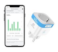 EIGHTREE Enchufe Inteligente 2.4G/5GHz con Monitor de Energía,16A, 1-Pack | Enchufe WiFi Compatible con Alexa/Google Home, Tomada Inteligente Programable con Temporizador, Control por Voz y APP, No Hub
