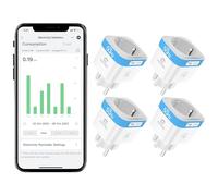 EIGHTREE Enchufe Inteligente 2.4G/5GHz con Monitor de Energía,16A, 4-Pack | Enchufe WiFi Compatible con Alexa/Google Home, Tomada Inteligente Programable con Temporizador, Control por Voz y APP, No Hub