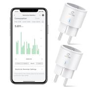 EIGHTREE Enchufe Inteligente Alexa Mini, Enchufe Wi-Fi Medidor Consumo | Compatible con Alexa&Google Home, Tomada Inteligente Programable con Temporizador, Control Remoto por APP&Voz, 16A, 2 Pack