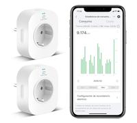 EIGHTREE Enchufe Inteligente WiFi con Medidor de Energía, 16A 3680W, 2-Pack | Compatible con Alexa, Google Home, protección contra sobrecalentamiento, sobrecarga y cortocircuito, Tomada Temporizador