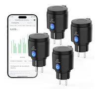 EIGHTREE Enchufe Inteligente WiFi Exterior con Monitor de Energía IP44, 16A | Tomada Inteligente Impermeable, Enchufe WiFi con Control por Voz y App, Temporizador, Compatible con Alexa/Google, 4-Pack