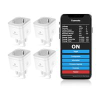 EIGHTREE Tasmota Enchufes Inteligentes Medidor Consumo, Home Assistant 4pcs | Enchufes Inteligentes Tasmota compatibles con Alexa, MQTT, Domoticz, OpenHAB, ioBroker. Chip ESP8685, Control Local Sin Nube