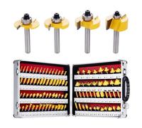 EilxMag Juego de 100 brocas de enrutador, vástago de 1/4 pulgadas con caja de almacenamiento de aluminio, kit de brocas de carburo de tungsteno para carpintería profesional
