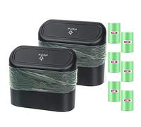 Einesin Pack de 2 Papeleras para Coche, Mini Cubo de Basura con Tapa y 120 Bolsas de Basura, Organizador de Coche Pequeño para Almacenamiento y Organización, Accesorios de Coche, Capacidad 1,4L