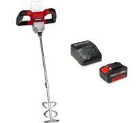 Einhell 4258760 TE-MX 18 Li Solo - Mezclador de mortero con batería, color rojo y negro + Kit con Cargador y batería de repuesto de 18 V, 4 Ah, 0 W, 21 V, Negro, Rojo, 4.0, Tiempo de Carga 60 Minutos