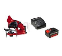 Einhell 4499940 Afilador de cadenas + 4512042 Kit con Cargador y batería de repuest, tiempo de carga: 60 Minutos