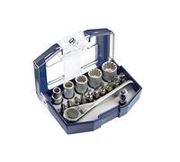 Einhell 49118900 - Bit-box con llaves de vaso y carraca, clip cinturón, 17 piezas