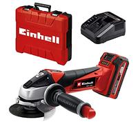 Einhell Amoladora angular con batería TE-AG 18/115 Li Kit Power X-Change (18 V, 115 mm diámetro de disco, 28 mm profundidad de corte, incl. 3,0 Ah batería y cargador), Rojo