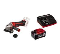Einhell Amoladora angular con batería TE-AG 18/115 Q Li-Solo Power X-Change (18V, 115mm, diámetro de disco, 28 mm de profundidad de corte, ranura Quick Fix, sin disco de corte)+ Starter Kit 5,2Ah