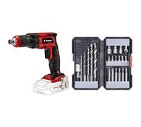 Einhell Atornillador de obra en seco con batería TE-DY 18 Li-Solo Power X-Change (iones de litio,18 V, 4000 min-1, tope de profundidad, sin batería ni cargador, E-Box)+ Kit de brocas/ puntas