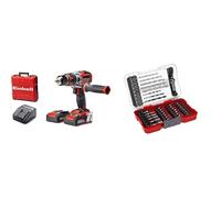 Einhell Atornillador inalámbrico TE-CD 18 Li-i Brushless Power X-Change (con función de impacto, Li-Ion, 18 V, 2 velocidades, 60 Nm, luz LED, maletín, incl. 2 baterías de 2,0 Ah y +Einhell M-Case 39P