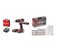 Einhell Atornillador inalámbrico TE-CD 18 Li-i Brushless Power X-Change (con función de impacto, Li-Ion, 18 V, 2 velocidades, 60 Nm, luz LED, maletín, incl. 2 baterías de 2,0 Ah +Einhell M-CASE de 33P