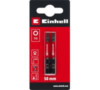 Einhell - Brocas de impacto originales (2 piezas, 50 mm, T15, acero S2, zona de torsión, transmisión de fuerza eficiente, anillo de color rojo, vástago C 6.3)