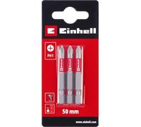 Einhell - Brocas estándar (3 piezas, 50 mm, cromo vanadio, tornillos precisos, buen control, anillo de color rojo, vástago E 6.3)